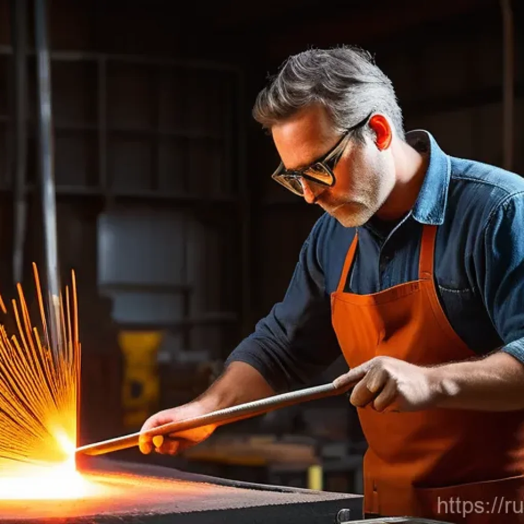 유리공예 관련 유명 작가 소개 - A highly skilled glassblower, focused and intent, wearing a durable apron and safety glasses, active...