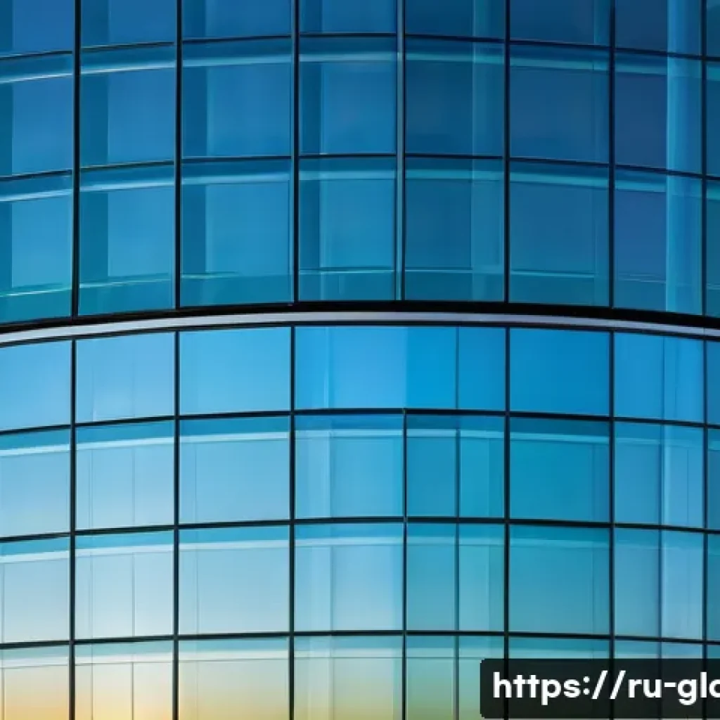 유리공예와 건축 유리 디자인 - A modern architectural facade featuring large multilayer laminated glass panels embedded with nanopa...