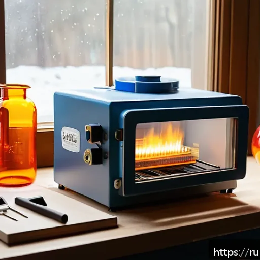 유리공예 소형 가정용 장비 추천 - A cozy home glassblowing workshop featuring a compact propane mini furnace with digital temperature ...